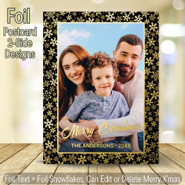 Postal Festiva Con Relieve Metalizado Navidades de fotografía modernos elegantes en negr