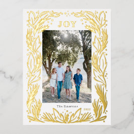 Postal Festiva Con Relieve Metalizado Navidades de la alegría de Wreath Photo Relieve me