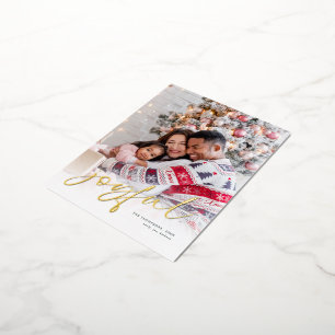 Postal Festiva Con Relieve Metalizado Navidades de nombres de superposición de fotos ale