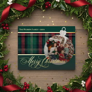 Postal Festiva Con Relieve Metalizado Navidades de plástico rojo verde rojo
