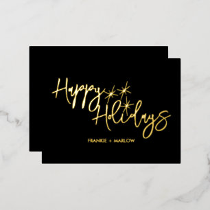 Postal Festiva Con Relieve Metalizado Navidades de vacaciones felices Logotipo de negoci