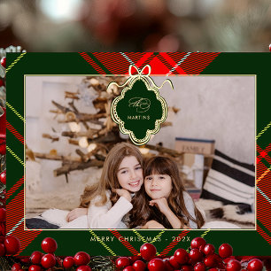 Postal Festiva Con Relieve Metalizado Navidades del Escudo clásico, foto de placa verde 