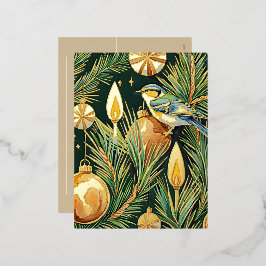 Postal Festiva Con Relieve Metalizado Navidades del Jardín Botánico de Invierno de Oro y