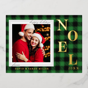 Postal Festiva Con Relieve Metalizado Navidades del patrón verde de plástico Noel