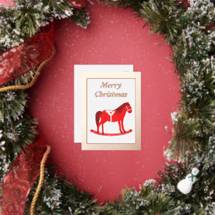 Postal Festiva Con Relieve Metalizado Navidades escandinavos Personalizado de caballos r