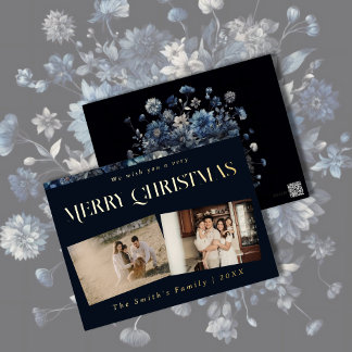 Postal Festiva Con Relieve Metalizado Navidades foto vintage retro floral