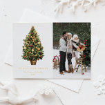 Postal Festiva Con Relieve Metalizado Navidades fotográficos de árbol de navidad de colo<br><div class="desc">Feliz Navidad | Envíe sus deseos de vacaciones a amigos y familia con esta postal de Navidades de personalizable. Esta tarjeta de Navidades de Relieve metalizado dorado incluye un árbol de Navidad vintage con adornos festivos. Personalízalo añadiendo tus propios detalles. Esta tarjeta postal de Navidades de fotos está disponible en...</div>