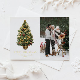 Postal Festiva Con Relieve Metalizado Navidades fotográficos de árbol de navidad de colo