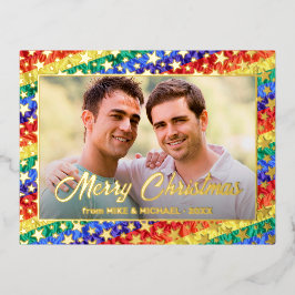 Postal Festiva Con Relieve Metalizado NAVIDADES fotográficos de la estrella de la bander