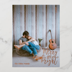 Postal Festiva Con Relieve Metalizado Navidades fotográficos Rosa Gold