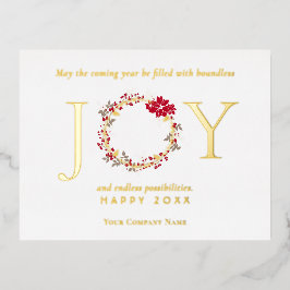 Postal Festiva Con Relieve Metalizado Navidades JOY Wreath Business