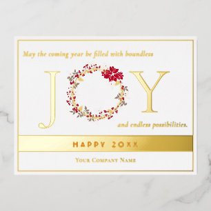 Postal Festiva Con Relieve Metalizado Navidades JOY Wreath Business