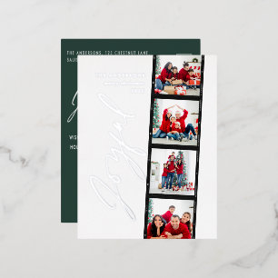 Postal Festiva Con Relieve Metalizado Navidades modernos de escritura minimalista con fo