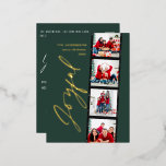 Postal Festiva Con Relieve Metalizado Navidades modernos de escritura minimalista con fo<br><div class="desc">Moderno guión mínimo Navidades de fotografía multi diseño retro verde. Elegante diseño de Relieve metalizado dorado,  plateado y dorado rosa.</div>