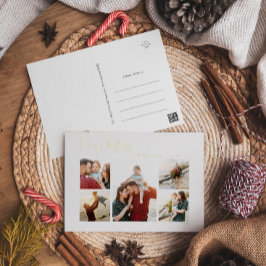 Postal Festiva Con Relieve Metalizado Navidades modernos escriben cinco festividades del