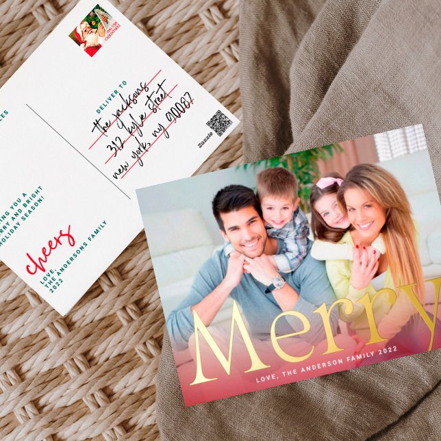 Postal Festiva Con Relieve Metalizado Navidades modernos - Foto de Gold Merry (Subido por el creador)