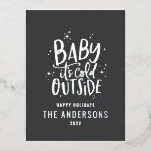 Postal Festiva Con Relieve Metalizado Navidades modernos minimalistas gris Relieve metal