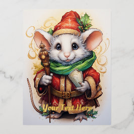 Postal Festiva Con Relieve Metalizado Navidades Mouse 4