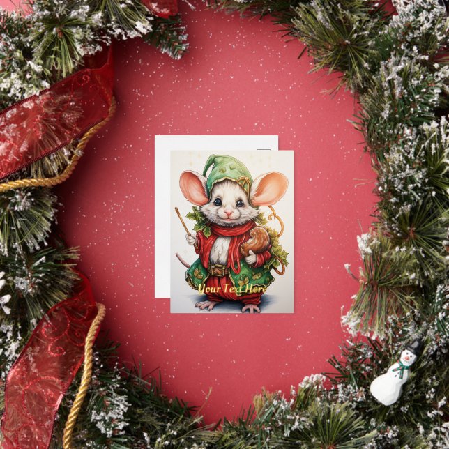Postal Festiva Con Relieve Metalizado Navidades Mouse 46 (in situ)