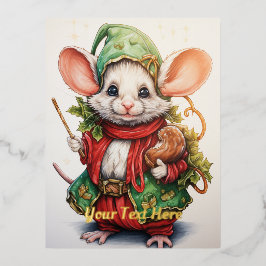 Postal Festiva Con Relieve Metalizado Navidades Mouse 46