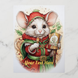 Postal Festiva Con Relieve Metalizado Navidades Mouse 48