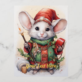 Postal Festiva Con Relieve Metalizado Navidades Mouse 49