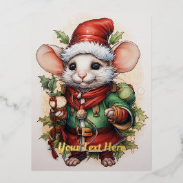 Postal Festiva Con Relieve Metalizado Navidades Mouse 50