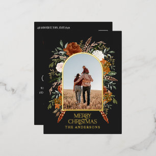 Postal Festiva Con Relieve Metalizado Navidades presupuesto óxido negro botánico elegant