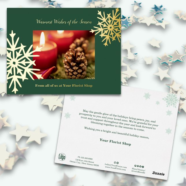 Postal Festiva Con Relieve Metalizado Navidades Relieve metalizado de imágenes acentos t (Christmas Image Foil Accents Business Holiday Card - custom Photo)