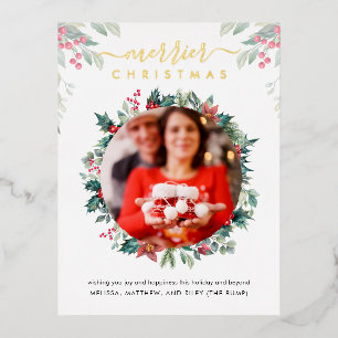 Postal Festiva Con Relieve Metalizado Navidades Revelación de bebé durante el embarazo