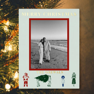Postal Festiva Con Relieve Metalizado Navidades simples