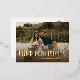 Postal Festiva Con Relieve Metalizado Navidades simples Full Photo Gold