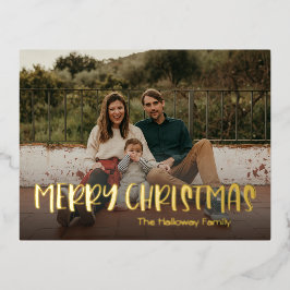 Postal Festiva Con Relieve Metalizado Navidades simples Full Photo Gold