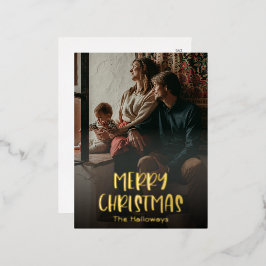 Postal Festiva Con Relieve Metalizado Navidades simples Full Vertical Photo Gold