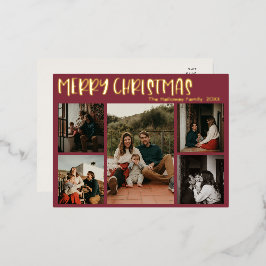 Postal Festiva Con Relieve Metalizado Navidades simples Red Five Photo Gold