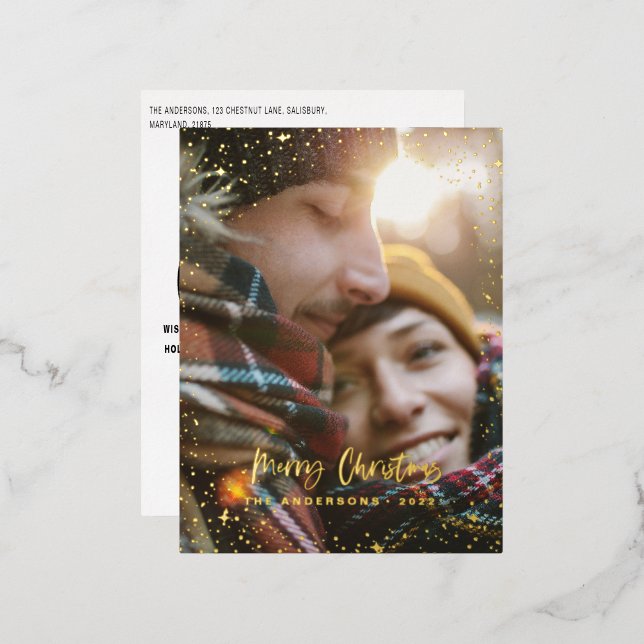 Postal Festiva Con Relieve Metalizado Navidades vacaciones de Relieve metalizado fotoest (Anverso/Reverso)