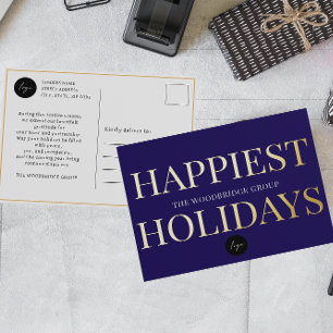 Postal Festiva Con Relieve Metalizado NAVY Logotipo corporativo de negocios sin foto NAV