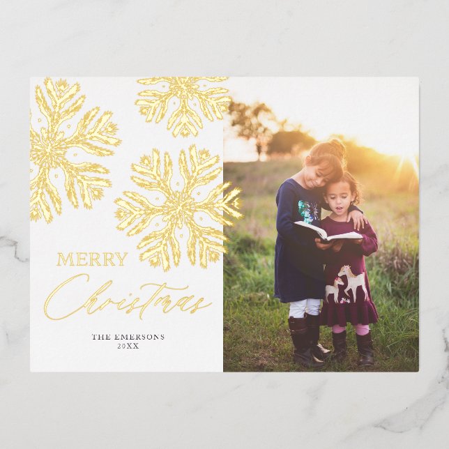 Postal Festiva Con Relieve Metalizado Nieve dorada hace llover Relieve metalizado navide (Anverso)