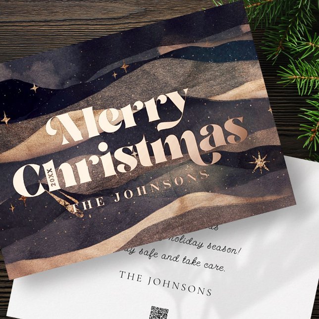 Postal Festiva Con Relieve Metalizado Noche Starry Winter Sky Moda elegante moderna (Subido por el creador)