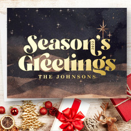 Postal Festiva Con Relieve Metalizado Noche Starry Winter Sky Moda elegante moderna