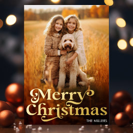 Postal Festiva Con Relieve Metalizado Nochebuena moderna Minimalista 1 foto elegante