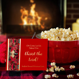 Postal Festiva Con Relieve Metalizado Oh Come Let Us Christmas Invitation Post Card