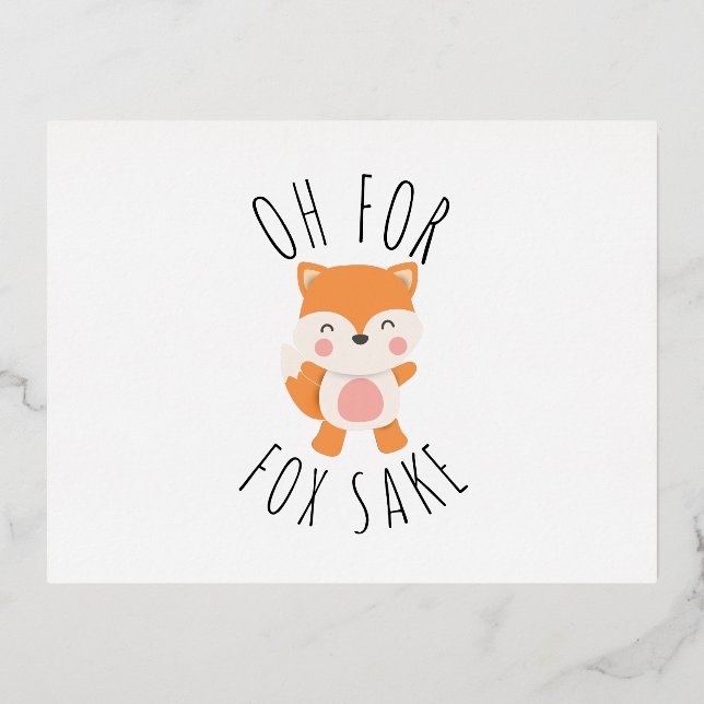 Postal Festiva Con Relieve Metalizado Oh por Fox Sake (Anverso)