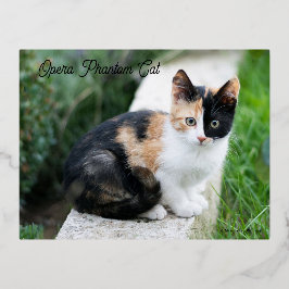 Postal Festiva Con Relieve Metalizado Opera Phantom Cat