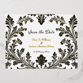 Postal Festiva Con Relieve Metalizado Ornate motif boda de oro, Save the Date,