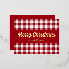 Postal Festiva Con Relieve Metalizado Oro de los Navidades de Red Plaid