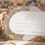 Postal Festiva Con Relieve Metalizado Oro Otoño RSVP Insertar Art Nouveau vintage<br><div class="desc">Tarjeta RSVP de boda Art Nouveau Vintage de Alphonse Mucha en un diseño floral, romántico y caprichoso. Los florecientes victorianos complementan los tipos de letra Art Deco clásicos. Por favor, introduzca la información de su personalizado y ya está listo. Si desea cambiar el diseño más adelante, simplemente pulse el botón...</div>
