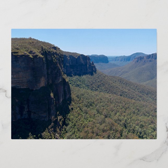 Postal Festiva Con Relieve Metalizado Paisaje de Grose Valley cerca de Blackheath (Anverso)