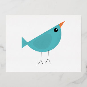 Postal Festiva Con Relieve Metalizado Pajarito