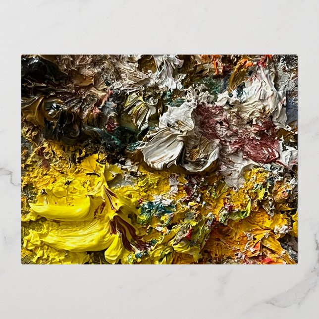 Postal Festiva Con Relieve Metalizado Paleta del artista #1 (Anverso)